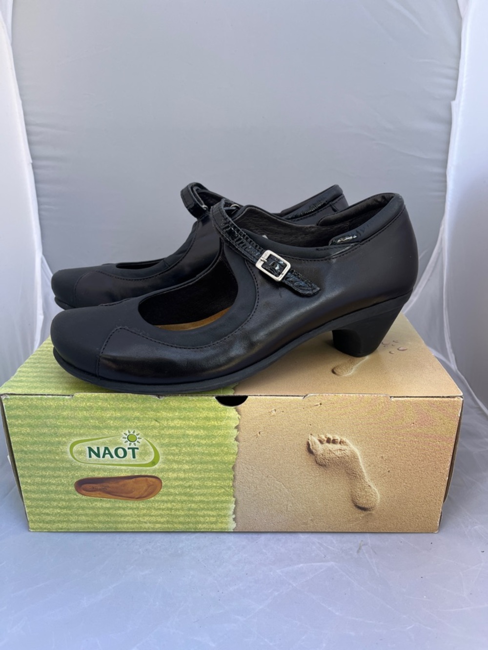 Naot Dashing Leather Mary Jane Low Heel with Buckle Strap - Size 8-8.5 / 39